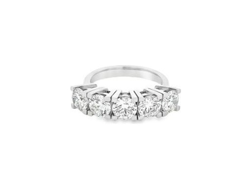 18K White Gold Five-Stone Ring with GIA-Certified Natural Round Diamonds